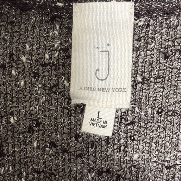 Jones New York Browns & White Open-Front Lightweight Knit Cardigan Sweater L - Picture 2 of 8